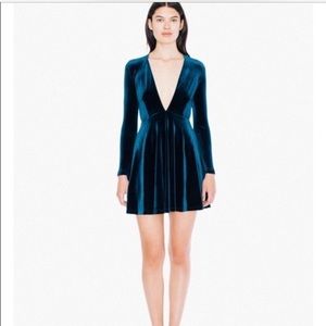 American Apparel Green Velvet Dress